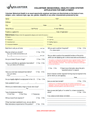 Fillable Online vbhcs to download our Employment Application ...