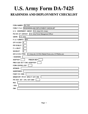 Da form 5988 - da 7425