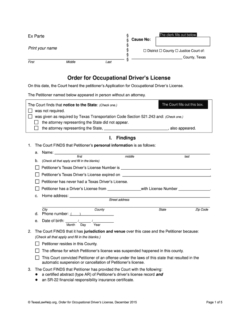 texas law help occupational license Preview on Page 1