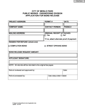 Fillable Online menlopark Application - City of Menlo Park Fax Email ...