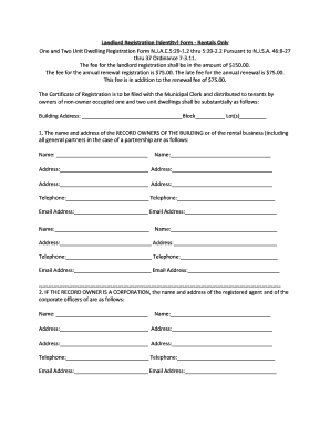 New Jersey Landlord Registration Form