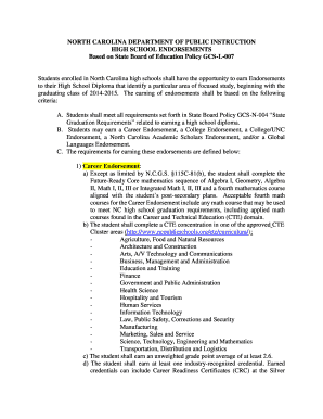 Fillable Online HIGH SCHOOL ENDORSEMENTS Fax Email Print - pdfFiller