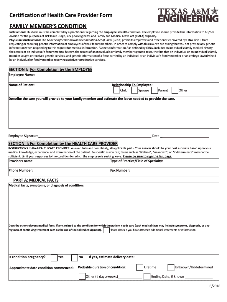 Physician or Practitioner Certification (family member) Preview on Page 1