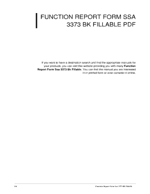 Fillable Online Function Report Form Ssa 3373 Bk Fillable. function report form ssa 3373 bk ...