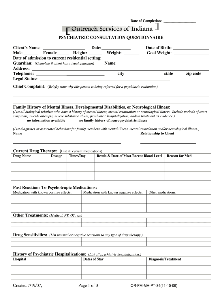 Fillable Online secure in PSYCHIATRIC CONSULTATION QUESTIONNAIRE ...