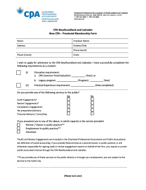 CPA Newfoundland and Labrador Membership Form