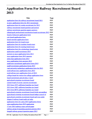 Fillable Online Application Form For Railway Recruitment Board 2013. application form for ...