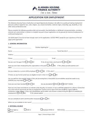 Alabama Housing Finance Authority Employment Application