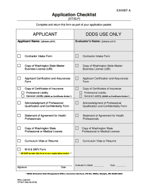 Application Checklist APPLICANT DDDS USE ONLY - Washington ... - dshs wa