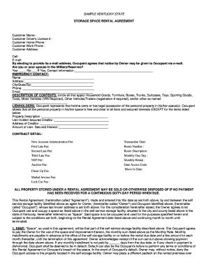 Tenancy agreement sample guyana - SAMPLE KENTUCKY STATE STORAGE SPACE RENTAL ...