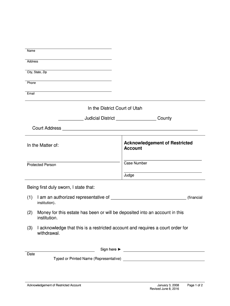 Fillable Online utcourts In the District Court of Utah Court Address