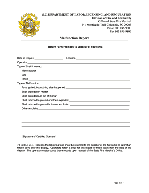 Form Repository - South Carolina Office of State Fire Marshal - LLR