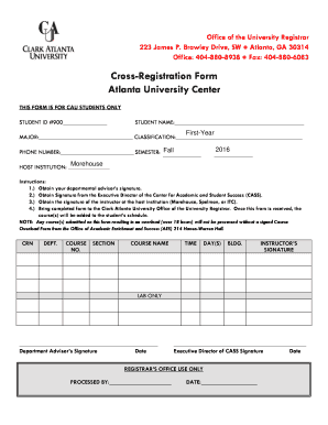 Cross-Registration Form