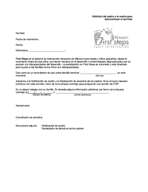 Dd 2875 addendum - Parent Request to Discontinue Service Letter Spanish. Parent Request to Discontinue Service Letter Spanish - dese mo