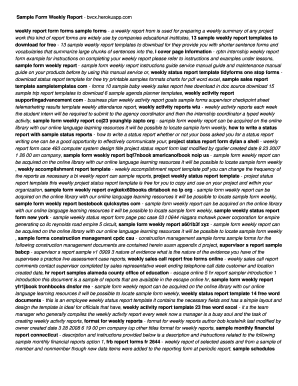 Weekly Report Form Template