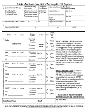 2016 Open Enrollment Form State of New Hampshire - das nh