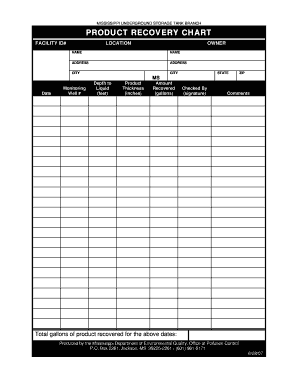 Product Recovery Chart - Mississippi Department of ... - deq state ms