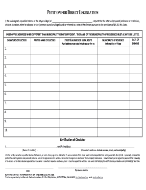 Wisconsin Petition for Direct Legislation