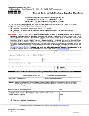 Mentor teacher / supervising teacher verification form - Macomb ... - misd