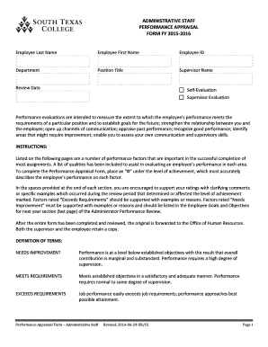 Administrative Staff Performance Appraisal Form - South Texas ...