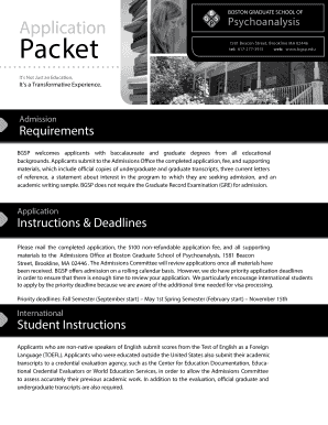 BOSTON GRADUATE SCHOOL OF Application Packet - bgsp