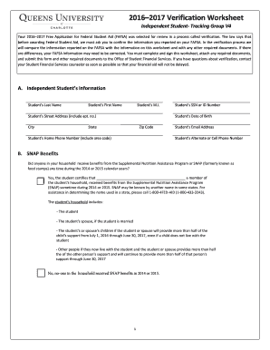 2016 2017 Verification Worksheet - queens.edu