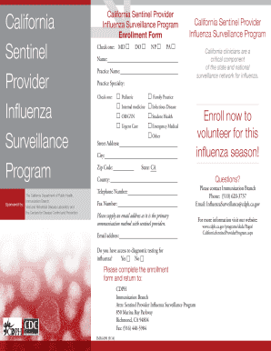 Immunization record form pdf - California Sentinel Provider Influenza Surveillance Program - EZIZ.org - eziz