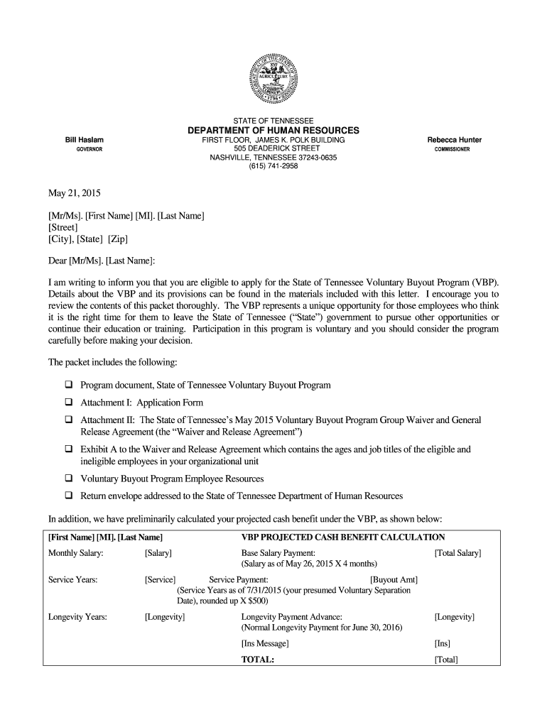 Fillable Online Tennessee VBP Sample Letter State Of Tennessee Fax Fillable Online Tennessee VBP Sample Letter State Of Tennessee Fax