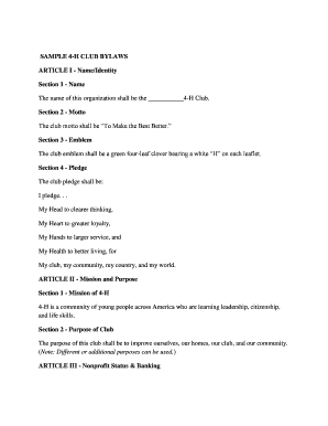 SAMPLE 4-H CLUB BYLAWS ARTICLE I - Name ... - Flagler County - flaglercounty