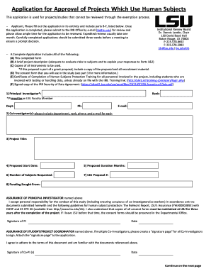 Application for Approval of Projects Which Use