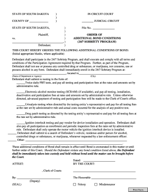 Bond Conditions with Ignition Interlock - State of South Dakota