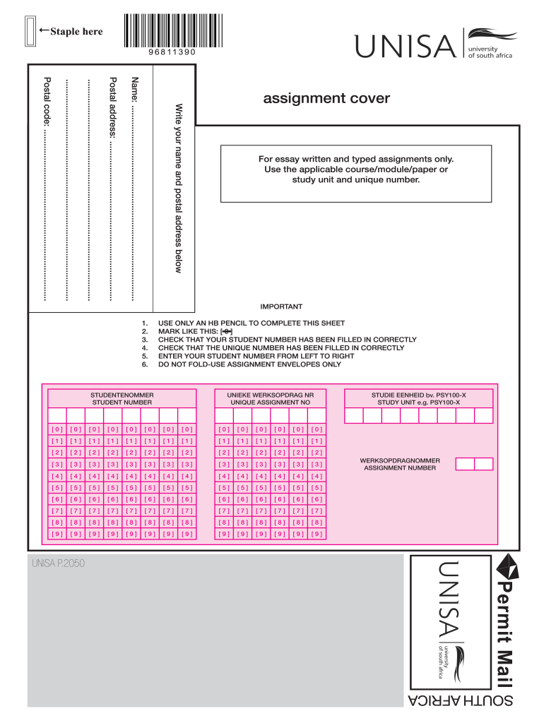 Unisa Assignment Cover Page Form Fill Out And Sign Printable Pdf My 