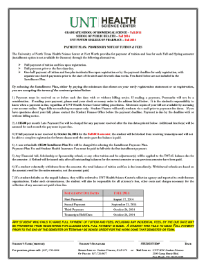 Promissory note for school - promissory note: tuition and fees - UNT Health Science Center