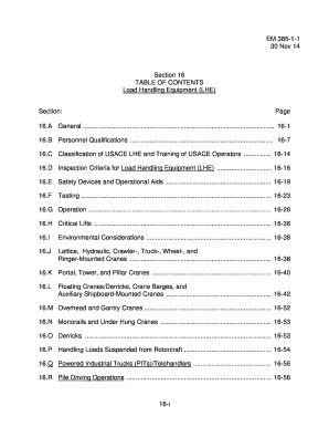 Fillable Online usace army EM 385-1-1 30 Nov 14 16-i Section 16 TABLE ...