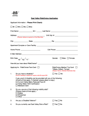 East Valley RideChoice Application
