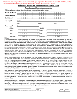 Fillable Online Jump On In Waiver and Electronic Waiver Sign-up Sheet ...