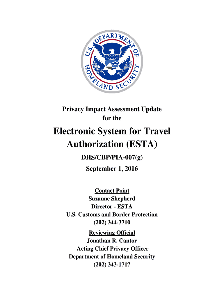 Fillable Online DHS/CBP/PIA007(g) Electronic System for Travel