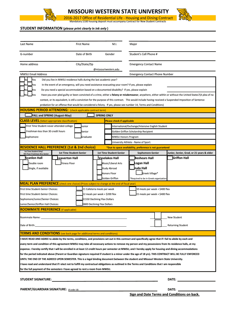 Fillable Online missouriwestern here Missouri Western State