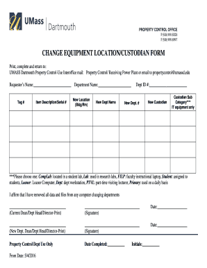 CHANGE EQUIPMENT LOCATION/CUSTODIAN FORM