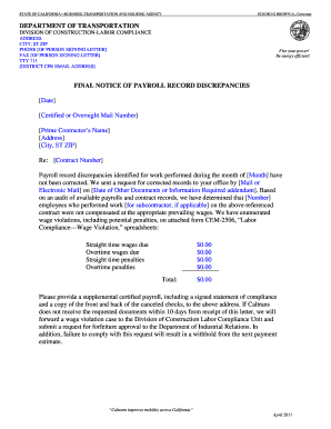 STATE OF CALIFORNIA------- BUSINESS, TRANSPORTATION AND HOUSING AGENCY ARNOLD SCHWARZENEGGER, Governor. Department Letterhead - dot ca