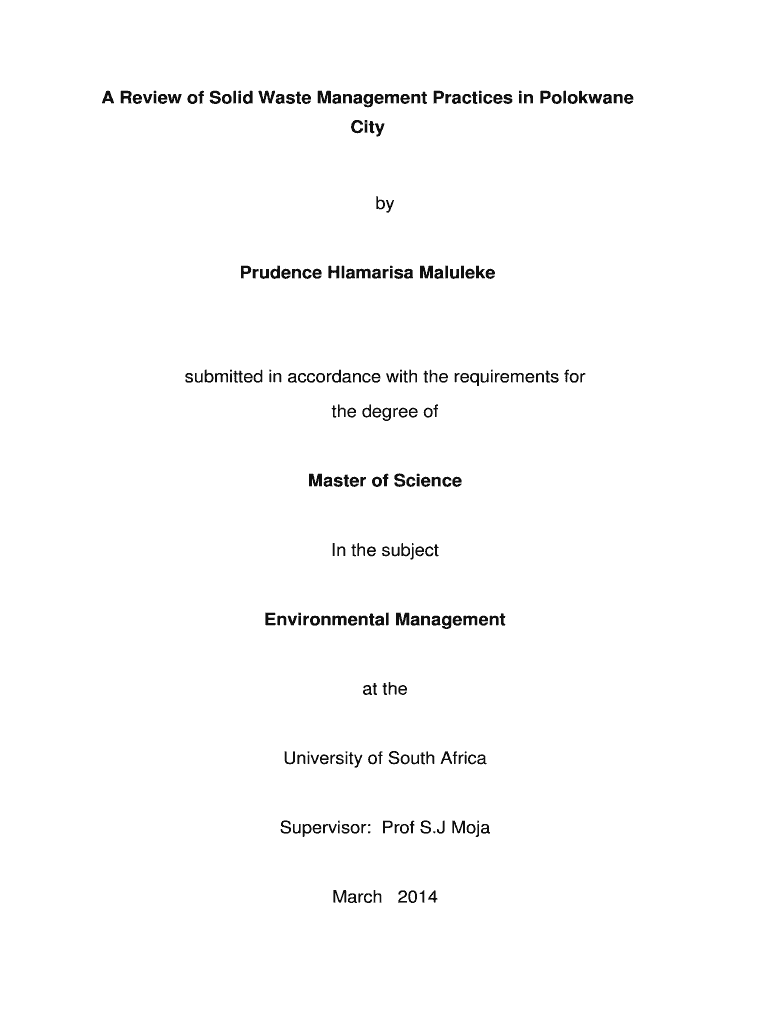 Fillable Online Uir Unisa Ac A Review Of Solid Waste Management