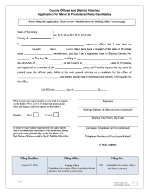 Mcsa 5876 printable form 2023 - Application for Minor & Provisional Party Candidates - Wyoming ...