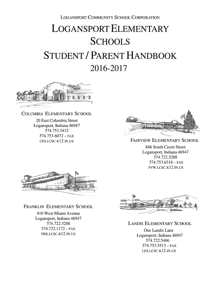 Fillable Online les lcsc k12 in Student Handbook Landis Elementary