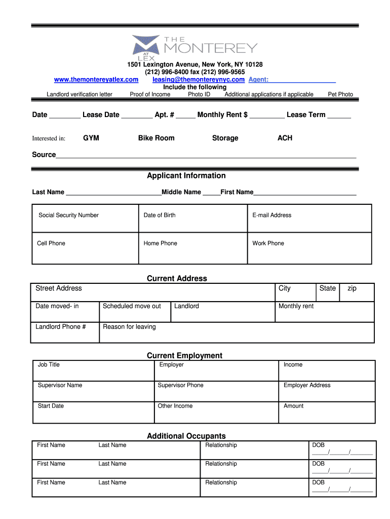 Fillable Online Applicant Information Current Address Current