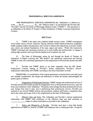 Fillable Online umc Professional services addendum example Fax Email ...