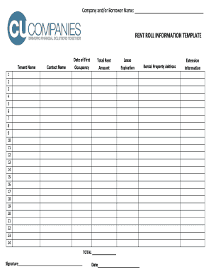RENT ROLL INFORMATION TEMPLATE - CU Companies