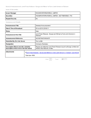 Announcement meeting sample - General Announcement::Joint Press Releailmar to Form Joint ... - media corporate-ir