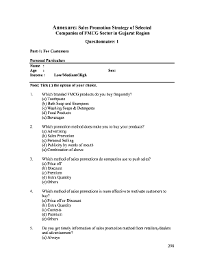 FMCG Sales Promotion Questionnaire