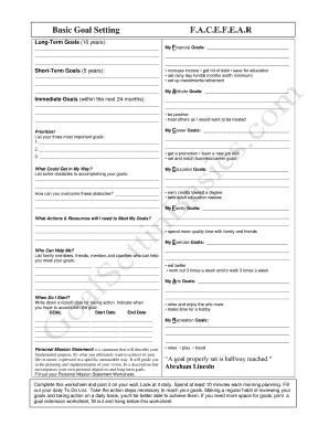 Goal setting template - facefear