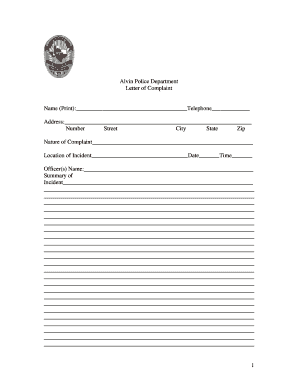 Alvin Police Department Letter of Complaint Name (Print): Address: - alvin-tx